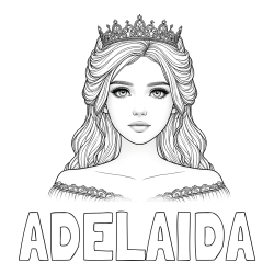 Online izdelana pobarvanka - Pobarvanka imena ADELAIDA in pobarvanka prikupne princeske s čudovitimi očmi
