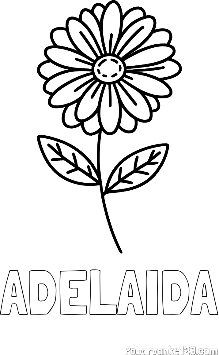 Pobarvanka imena ADELAIDA in pobarvanka rožice