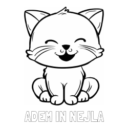 Online izdelana pobarvanka - Pobarvanka imena ADEM IN NEJLA in pobarvanka prikupne mačke