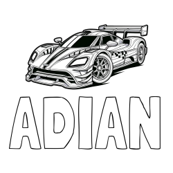 Online izdelana pobarvanka - Pobarvanka imena ADIAN in pobarvanka modernega športnega avtomobila