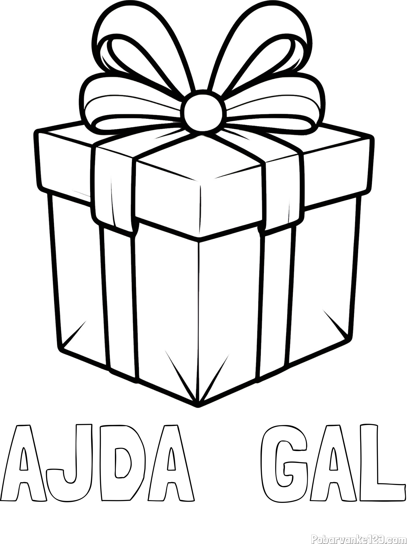 Pobarvanka imena AJDA   GAL in pobarvanka darilne škatle s pentljo