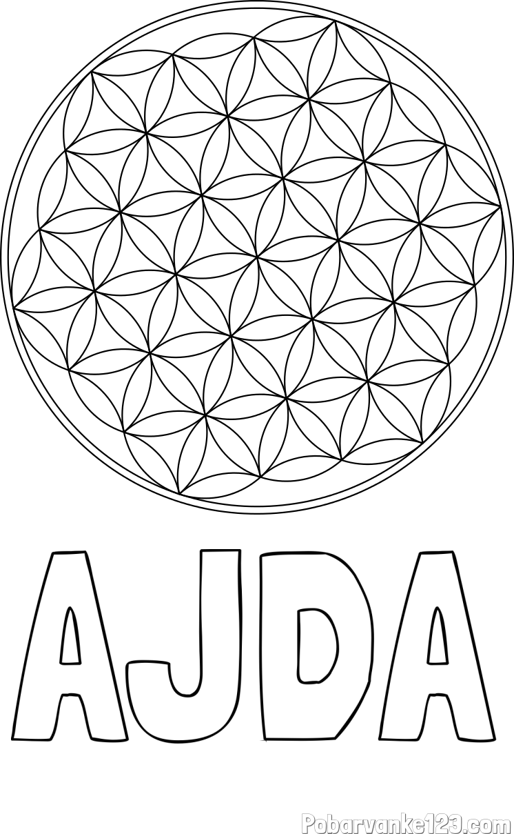 Pobarvanka imena AJDA in mandale