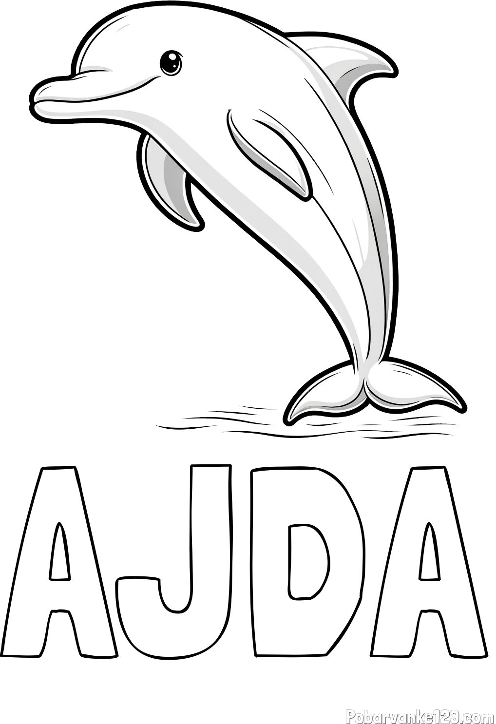 Pobarvanka imena AJDA in pobarvanka delfina
