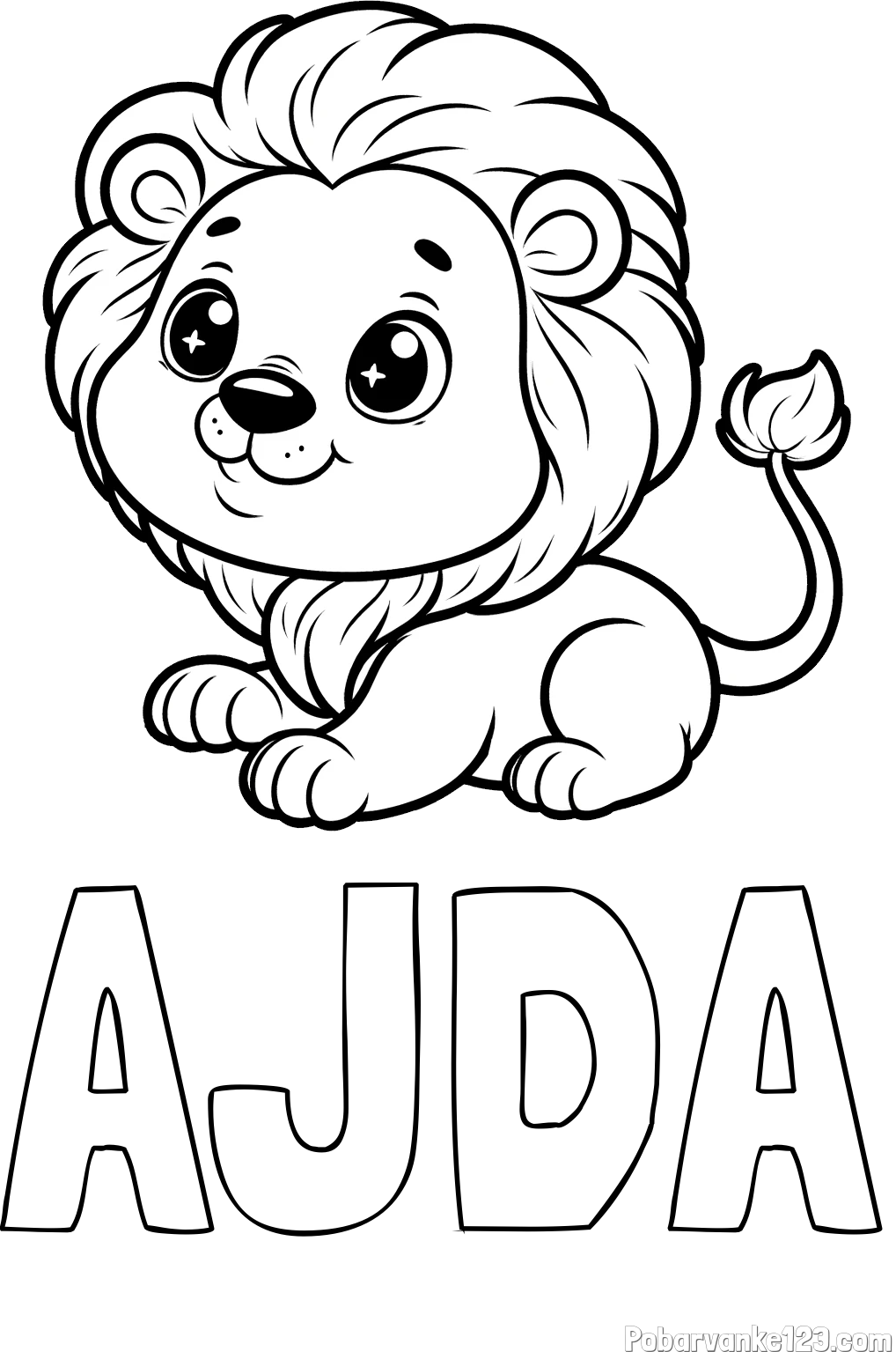 Pobarvanka imena AJDA in pobarvanka igrivega levčka
