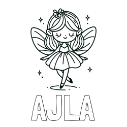 Online izdelana pobarvanka - Pobarvanka imena AJLA in enostavna pobarvanka čarobne vile