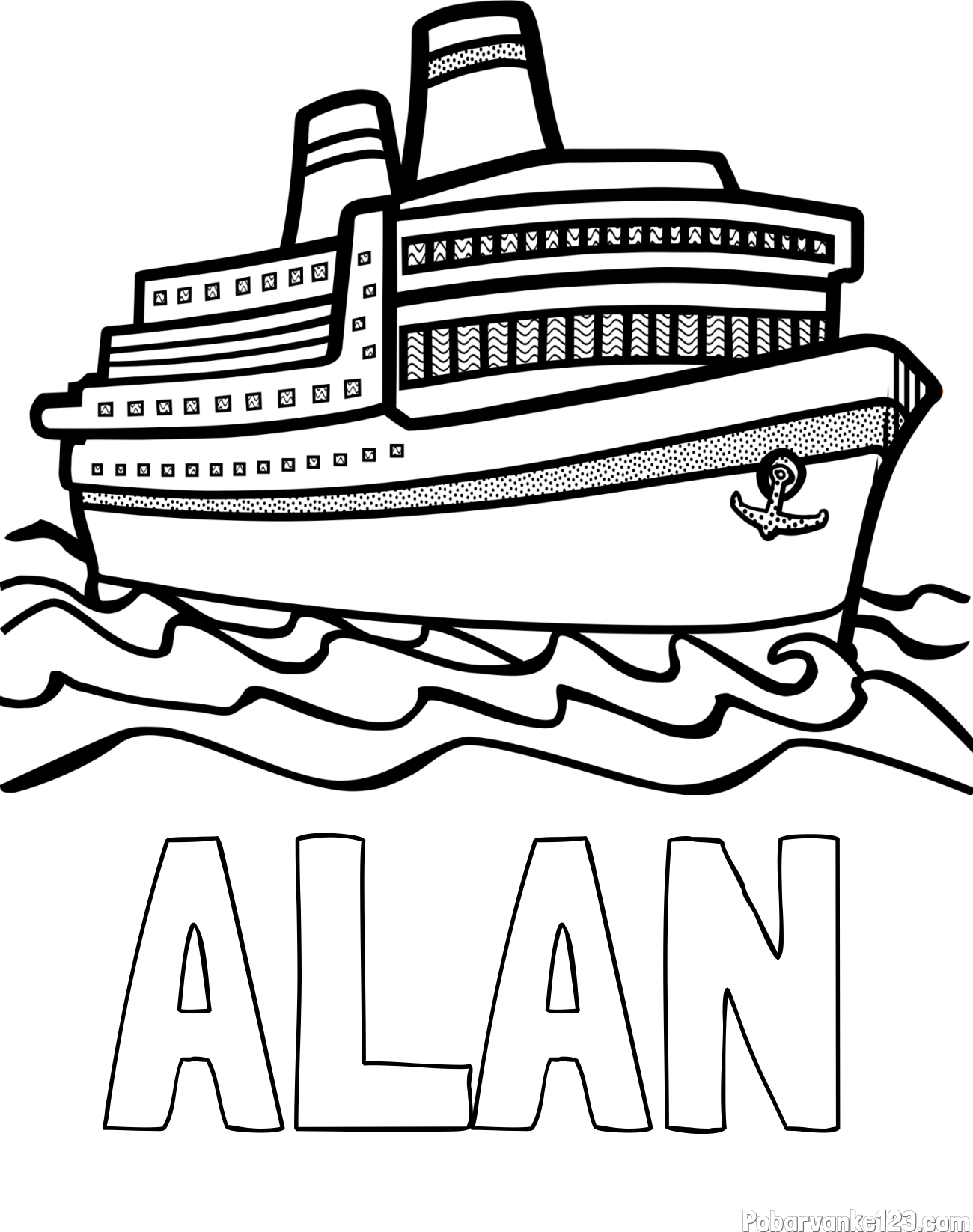 Pobarvanka imena ALAN in pobarvanka velike potniške ladje