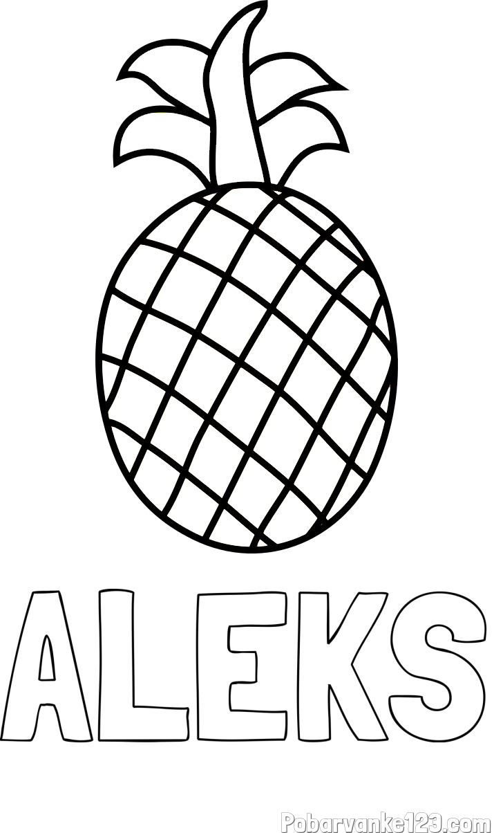 Pobarvanka imena ALEKS in pobarvanka ananasa