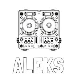 Online izdelana pobarvanka - Pobarvanka imena ALEKS in pobarvanka DJ MIXER