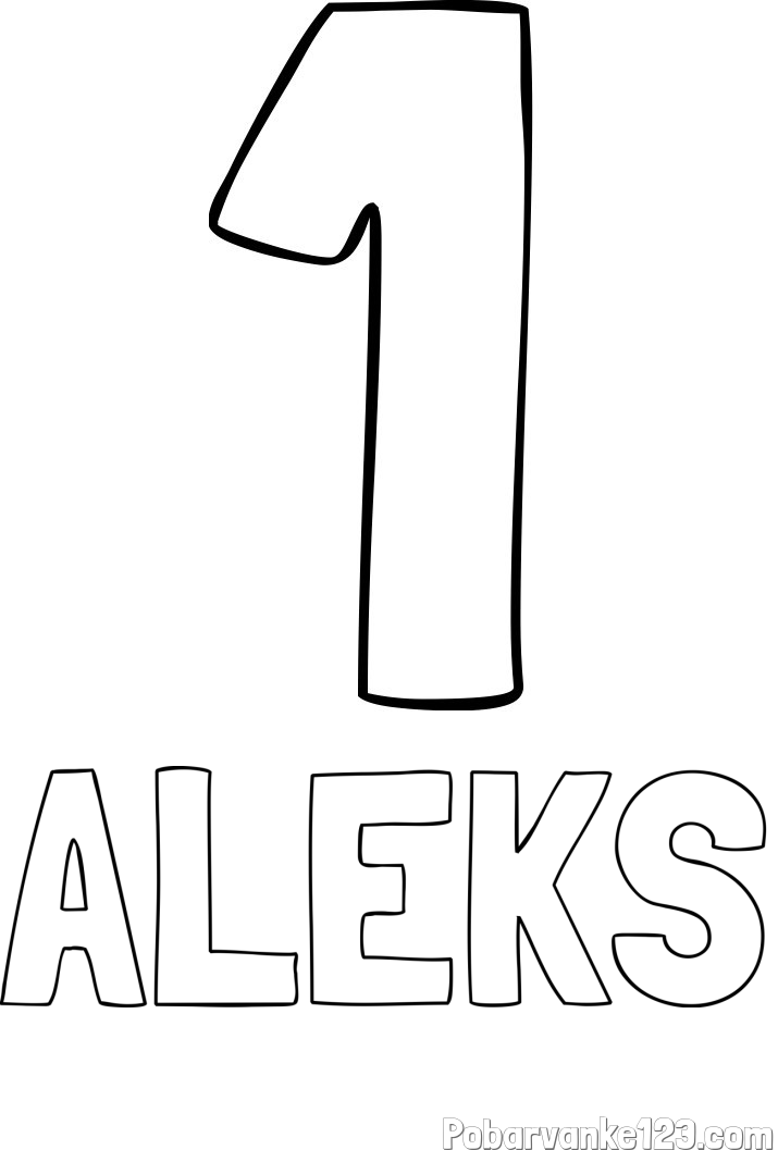 Pobarvanka imena ALEKS in pobarvanka številke ena