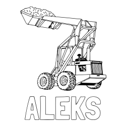 Pobarvanka imena ALEKS in pobarvanka velikega traktorja