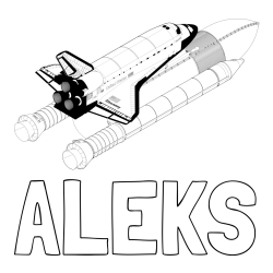 Online izdelana pobarvanka - Pobarvanka imena ALEKS in pobarvanka vesoljskega plovila Space Shuttle Discovery 3 v letu