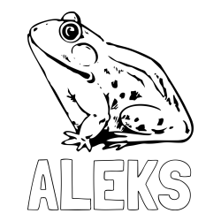 Online izdelana pobarvanka - Pobarvanka imena ALEKS in pobarvanka žabe Regice