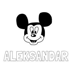 Online izdelana pobarvanka - Pobarvanka imena ALEKSANDAR in pobarvanka ljubke Miki Miške