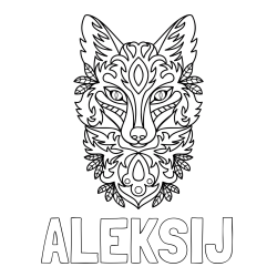 Online izdelana pobarvanka - Pobarvanka imena ALEKSIJ in pobarvanka volka - mandale