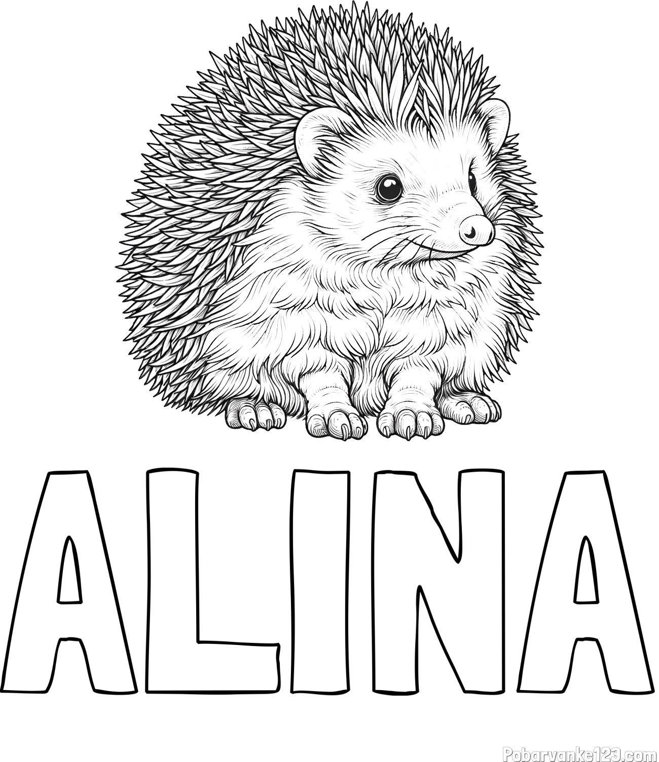 Pobarvanka imena ALINA in pobarvanka nasmejanega ježa