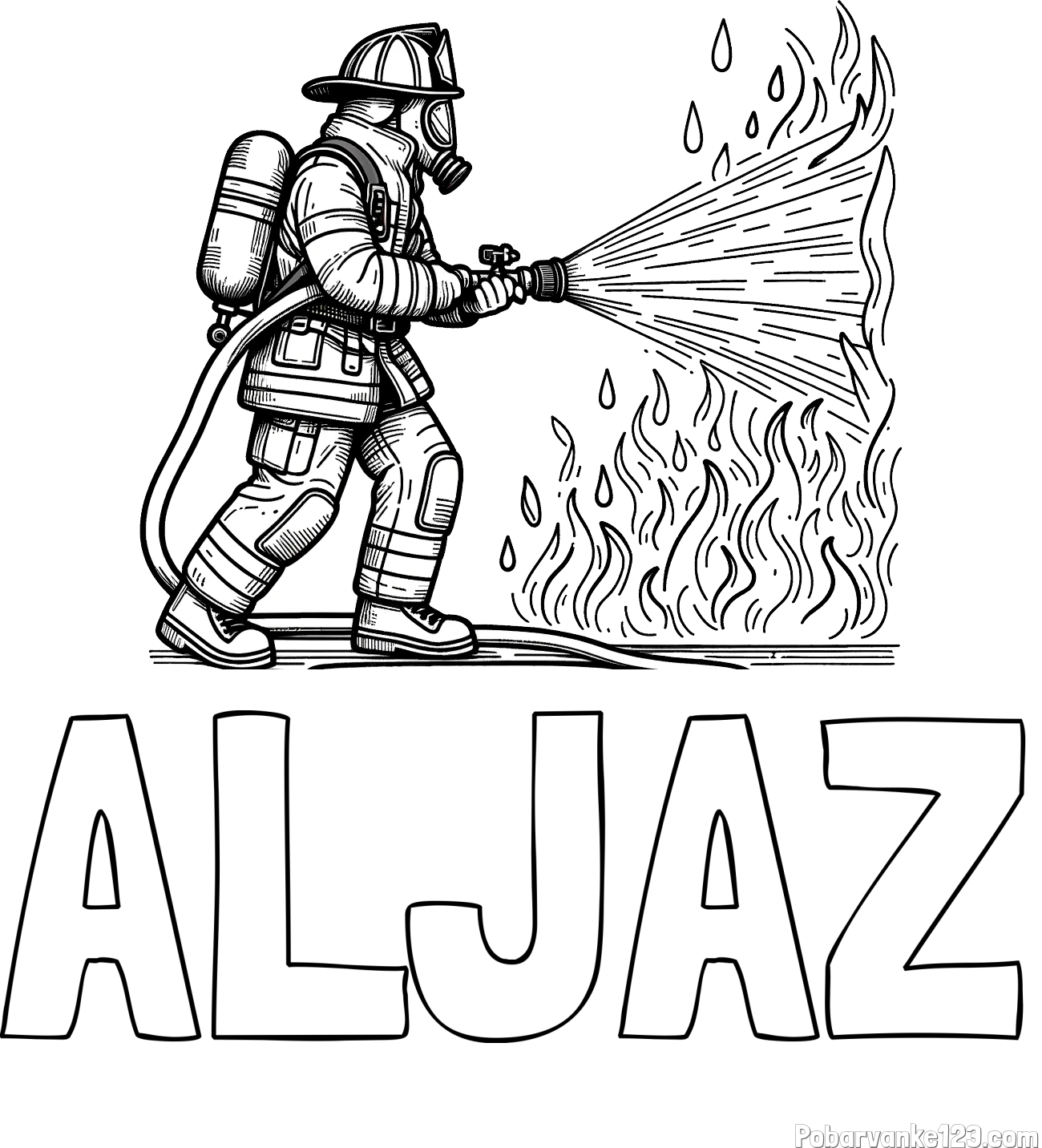 Pobarvanka imena ALJAŽ in pobarvanka gasilca pri gašenju požara