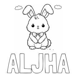 Online izdelana pobarvanka - Pobarvanka imena ALJHA in pobarvanka prikupnega zajčka