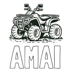 Online izdelana pobarvanka - Pobarvanka imena AMAI in pobarvanka štirikolesnika