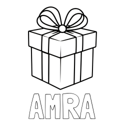 Online izdelana pobarvanka - Pobarvanka imena AMRA in pobarvanka preprostega darila