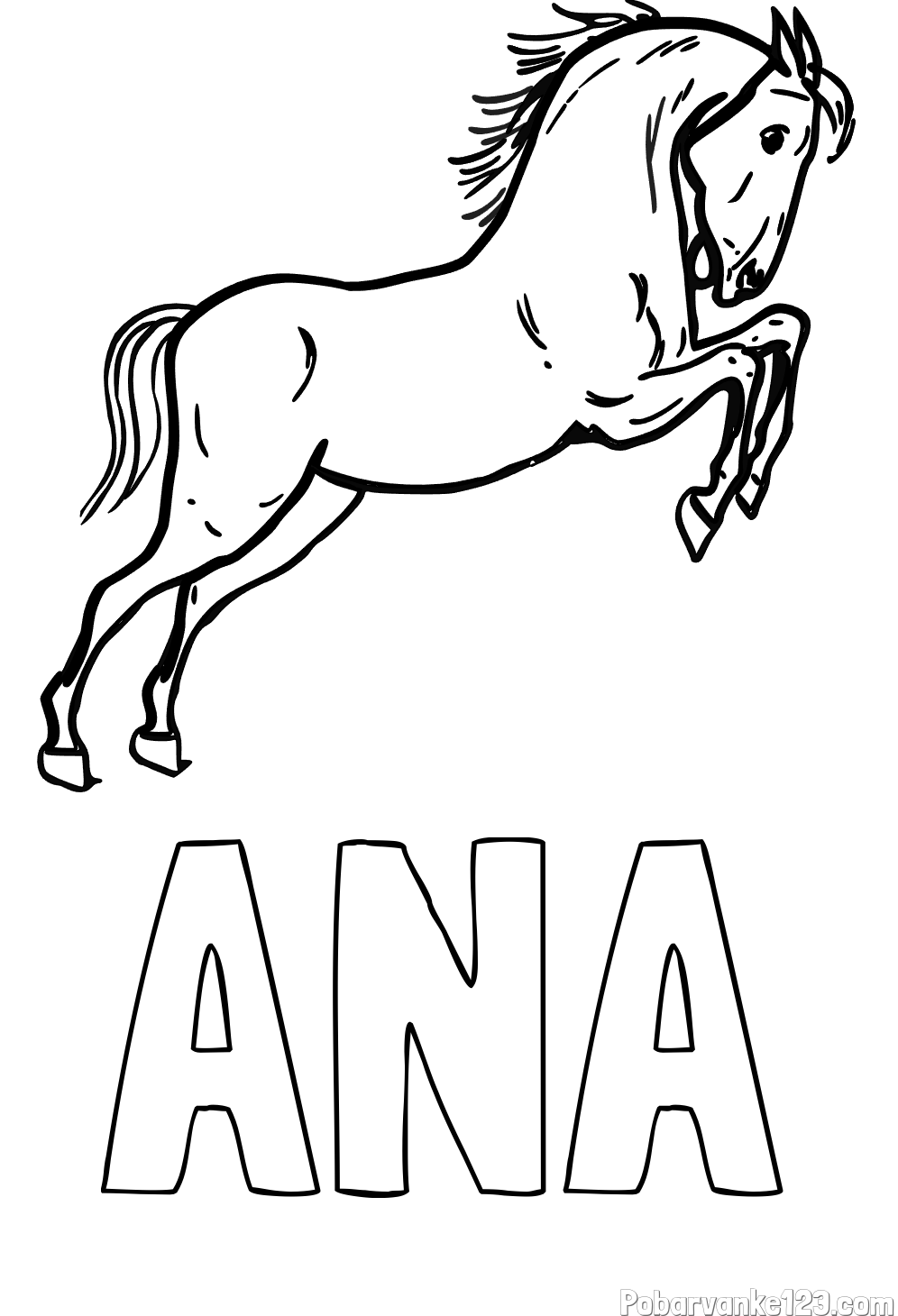 Pobarvanka imena ANA in pobarvanka konja v skoku