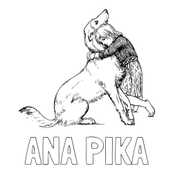 Online izdelana pobarvanka - Pobarvanka imena ANA PIKA in pobarvanka prikupnega kužka, ki ga objema mala deklica