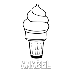 Online izdelana pobarvanka - Pobarvanka imena ANABEL in pobarvanka sladoled
