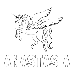 Online izdelana pobarvanka - Pobarvanka imena ANASTASIA in lepa pobarvanka samoroga