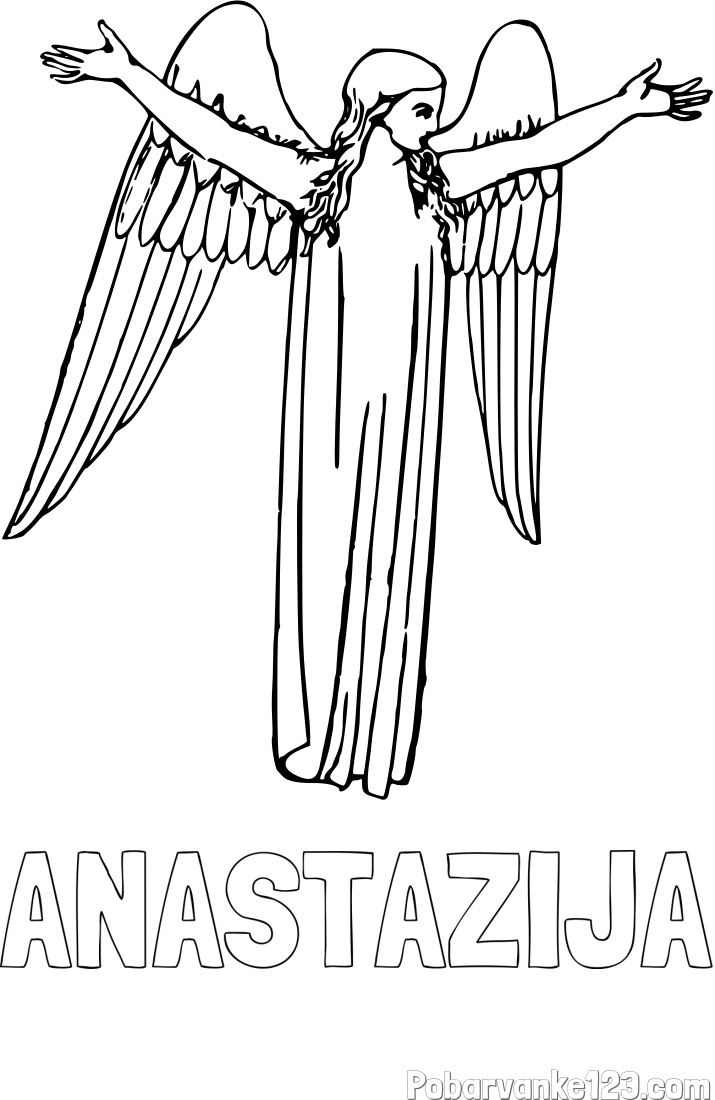 Pobarvanka imena ANASTAZIJA in lepa pobarvanka angela