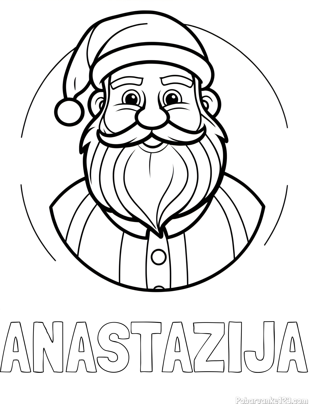 Pobarvanka imena ANASTAZIJA in otroška pobarvanka veselega Božička