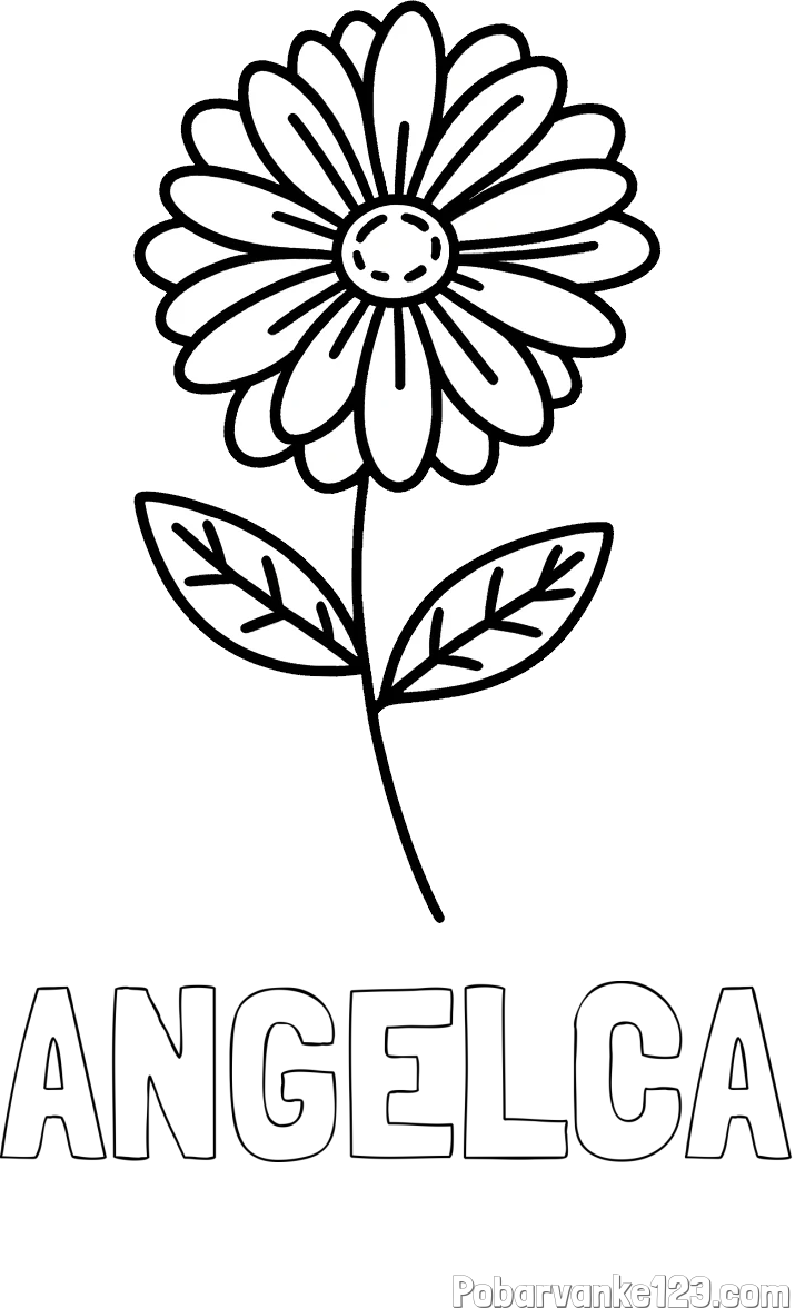 Pobarvanka imena ANGELCA in pobarvanka rožice