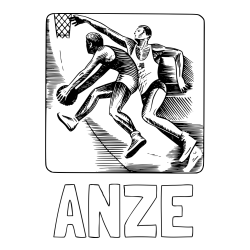 Online izdelana pobarvanka - Pobarvanka imena ANZE in pobarvanka dveh košarkarjev med igro