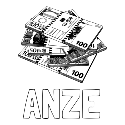 Online izdelana pobarvanka - Pobarvanka imena ANZE in pobarvanka evrskih bankovcev