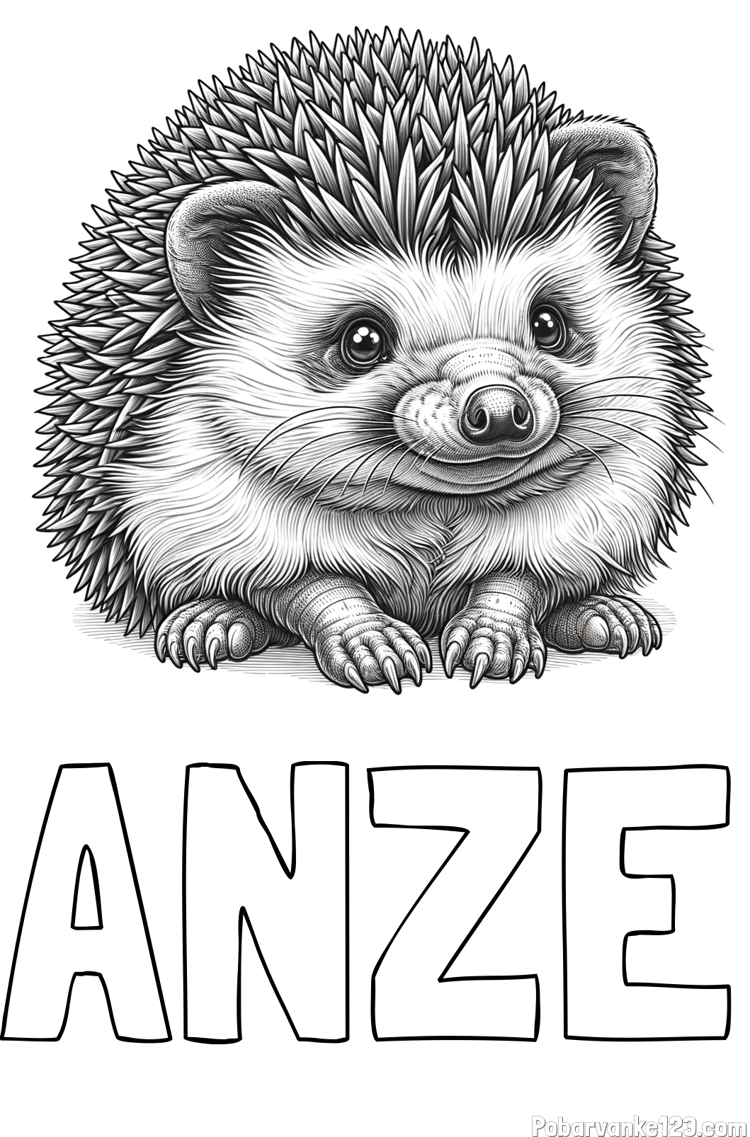 Pobarvanka imena ANZE in pobarvanka ježa