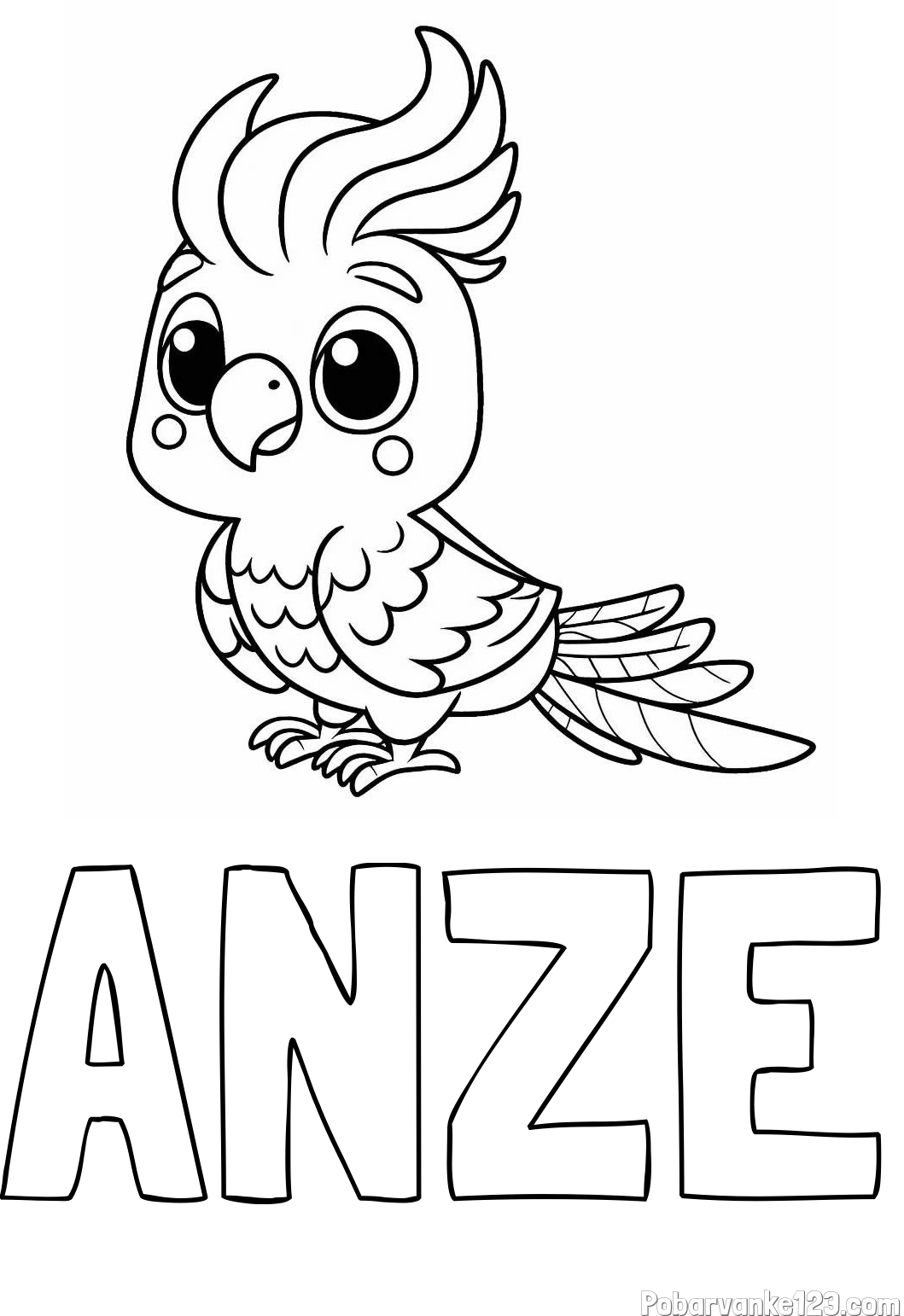 Pobarvanka imena ANZE in pobarvanka ljubke papige