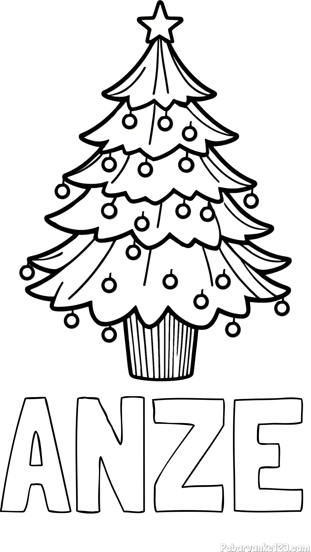 Pobarvanka imena ANZE in pobarvanka preproste božične smreke