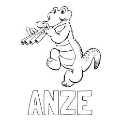Online izdelana pobarvanka - Pobarvanka imena ANZE in pobarvanka veselega krokodila