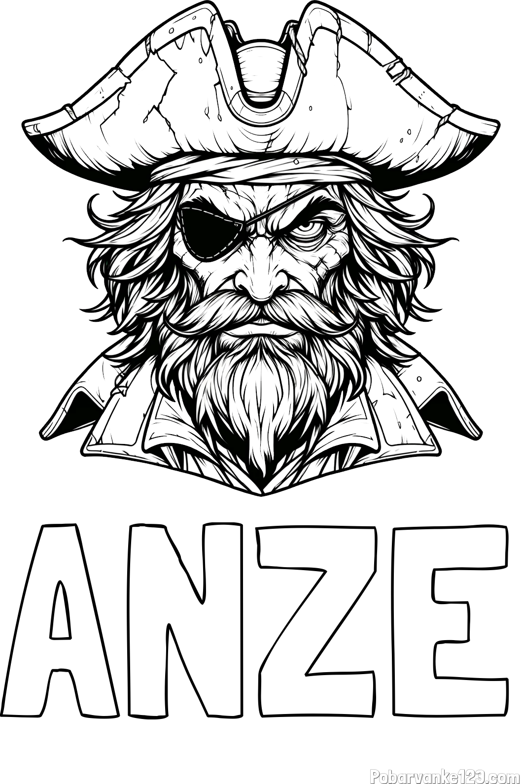 Pobarvanka imena ANZE in pobarvanka zlobnega gusarja