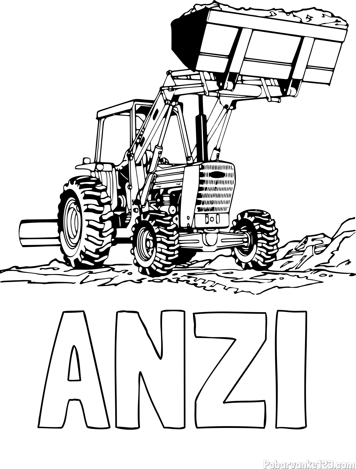 Pobarvanka imena ANŽI in pobarvanka traktorja