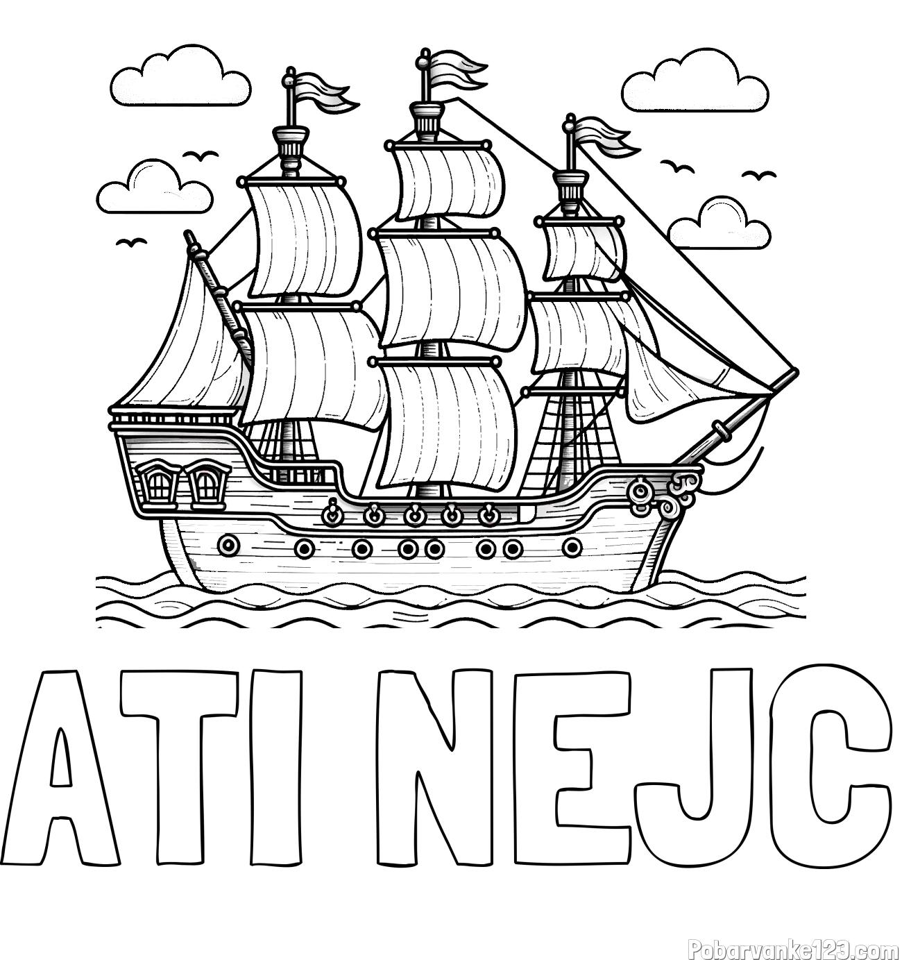 Pobarvanka imena ATI NEJC in pobarvanka stare gusarske ladje