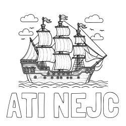 Online izdelana pobarvanka - Pobarvanka imena ATI NEJC in pobarvanka stare gusarske ladje