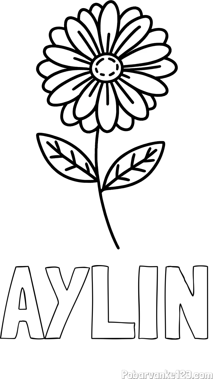 Pobarvanka imena AYLIN in pobarvanka rožice