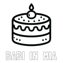 Online izdelana pobarvanka - Pobarvanka imena BABI  IN  MIA in otroška pobarvanka majhne torte