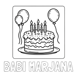 Online izdelana pobarvanka - Pobarvanka imena BABI MARJANA in pobarvanka torte za 5. rojstni dan