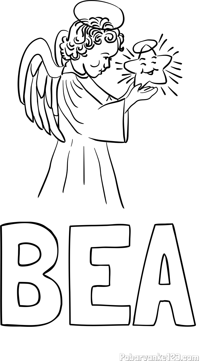 Pobarvanka imena BEA in pobarvanka angela z zvezdo