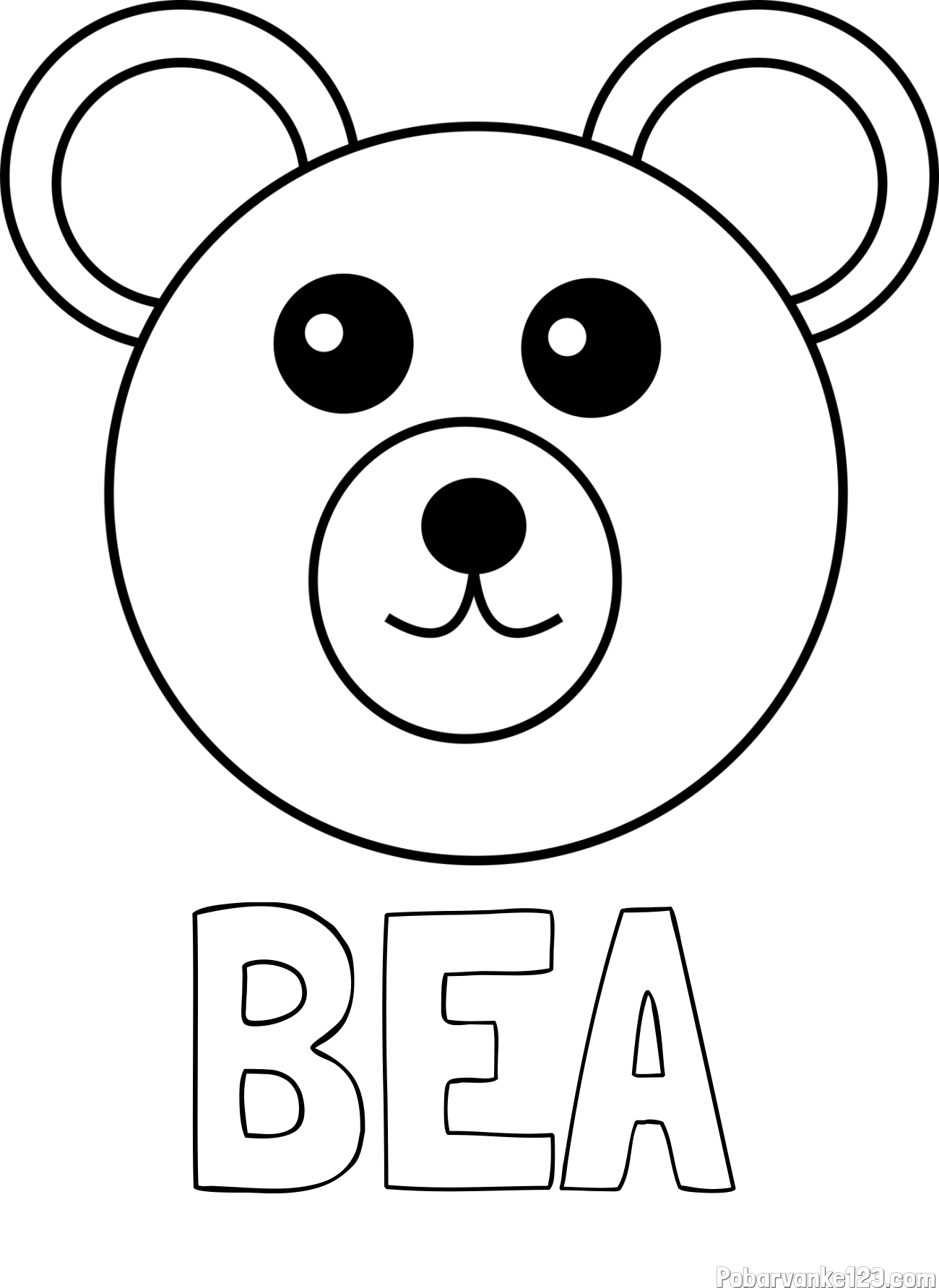 Pobarvanka imena BEA in preprosta pobarvanka medvedka