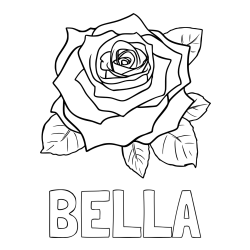 Online izdelana pobarvanka - Pobarvanka imena BELLA in pobarvanka vrtnice