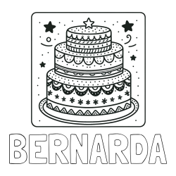 Online izdelana pobarvanka - Pobarvanka imena BERNARDA in pobarvanka slastne torte