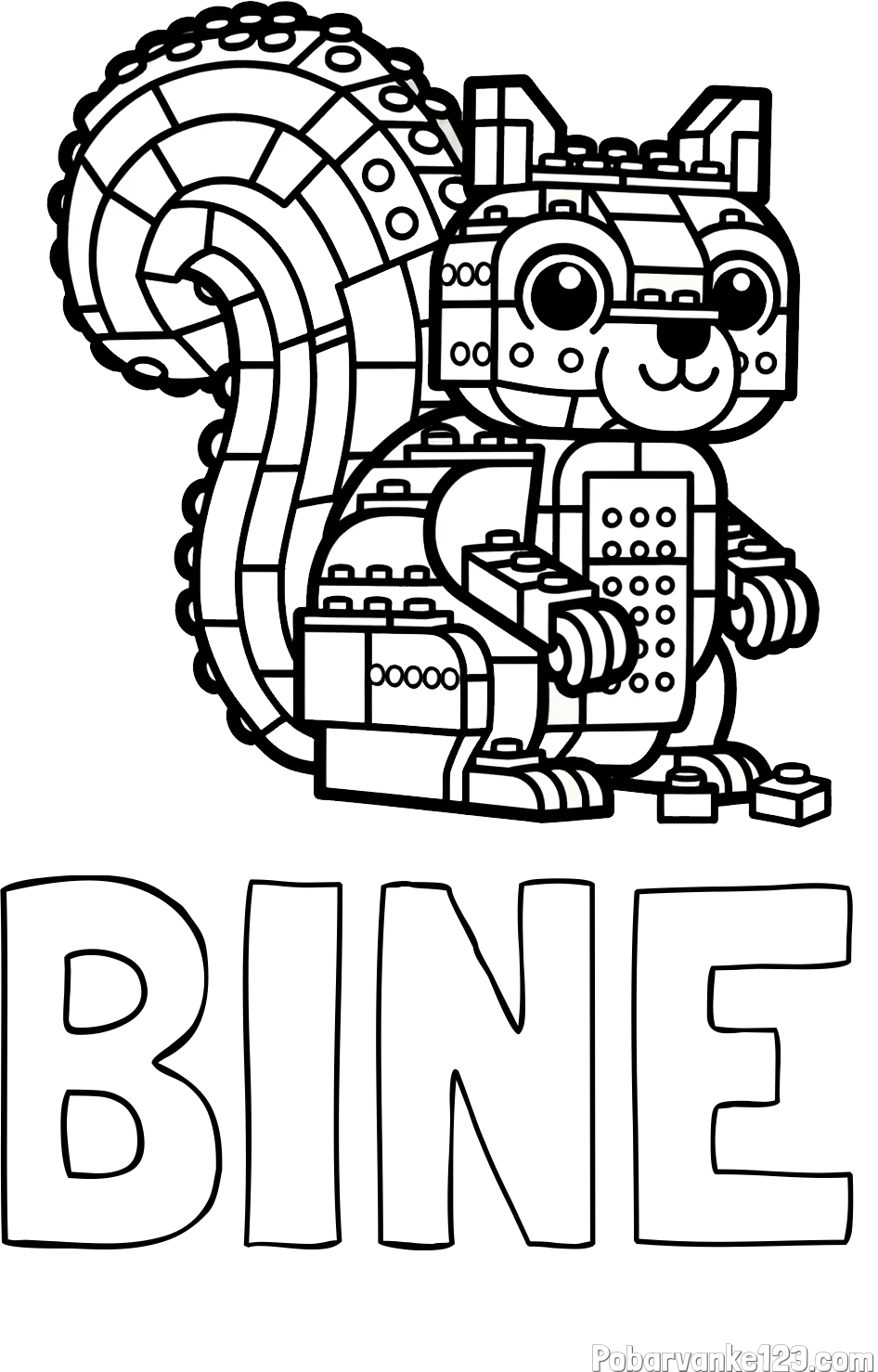 Pobarvanka imena BINE in pobarvanka LEGO veverice