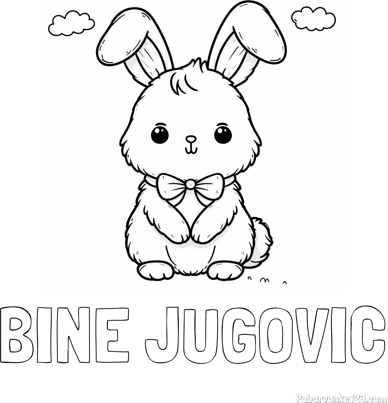 Pobarvanka imena BINE JUGOVIC in pobarvanka prikupnega zajčka