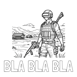 Online izdelana pobarvanka - Pobarvanka imena BLA BLA BLA in otroška PUBG pobarvanka